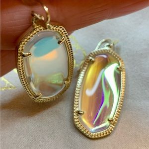 Kendra Scott Elle Iridescent Slate Gold Earrings color Dichroic Glass